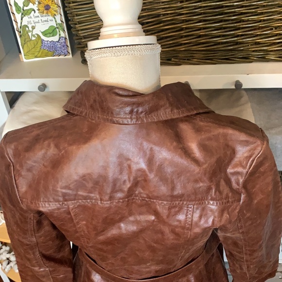Mitici Anni 60 Fitted Brown Leather Jacket Small - Picture 6 of 15